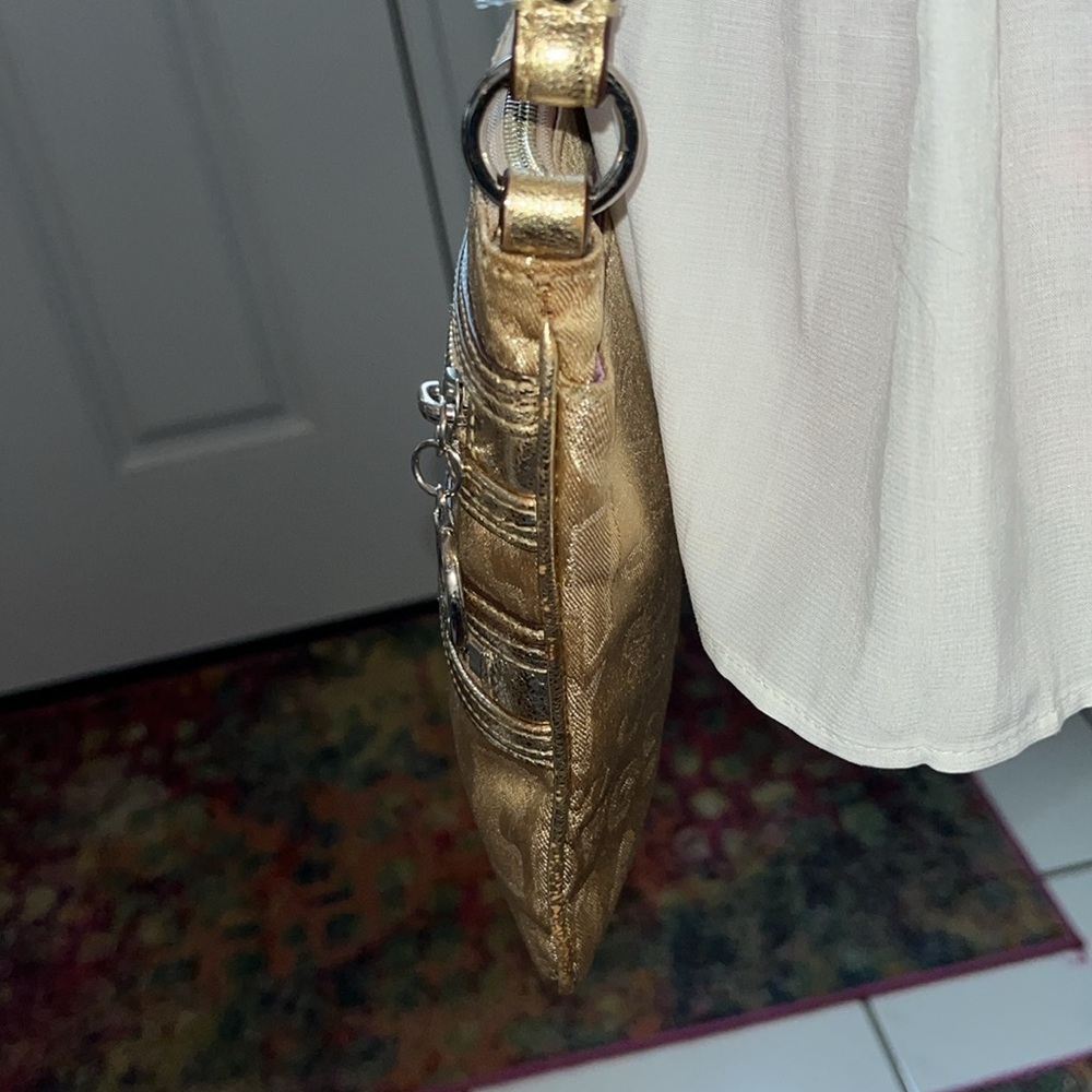 Coach Poppy Crossbody bag Vintage Gold/gold metallic poppy print & trim EVC - Picture 4 of 11